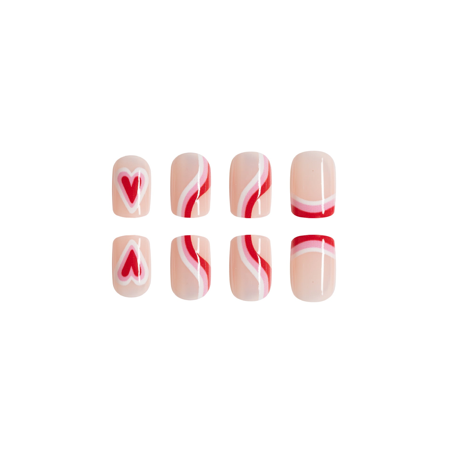 Wholesale 24 Pieces/box Valentine's Day Short Glossy Contrast Color Love Manicure Press-on Nails Kits Nail Stickers ACC-NS-GuaiXL063