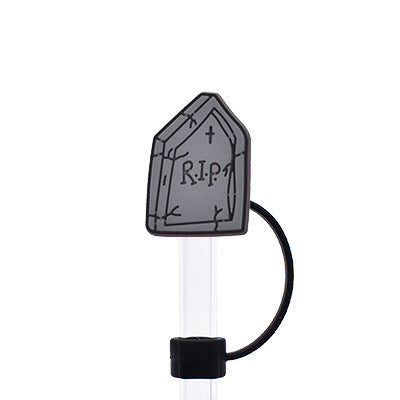 Wholesale Random 100pcs Halloween 10MM PVC Straw Tube Cap ACC-SCR-YiQu002