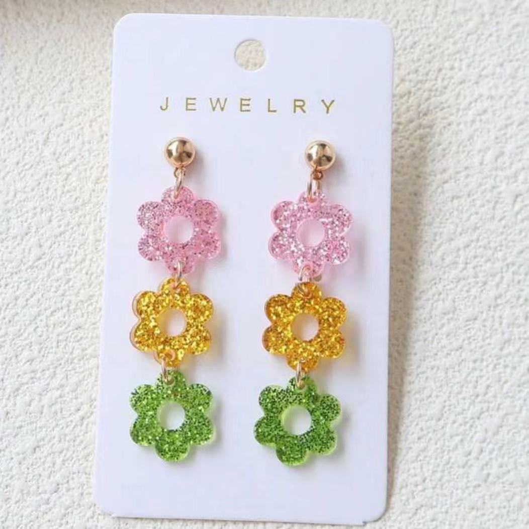 Wholesale Contrast Color Flower Acrylic Earrings ACC-ES-AnDao042