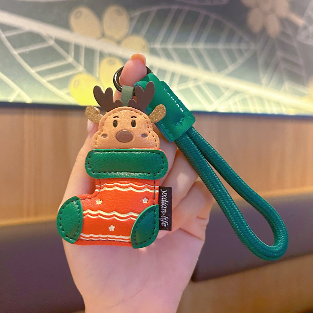 Wholesale Cute Cartoon  Leather Keychain Christmas Decorative Gift For Everyday Use