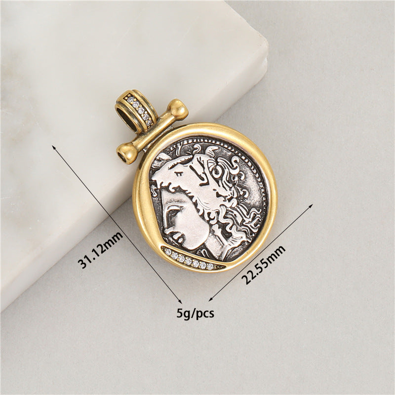 Wholesale Copper Greek Roman Retro Figure Pendant Necklace Fashion Accessory for Boutique Resale