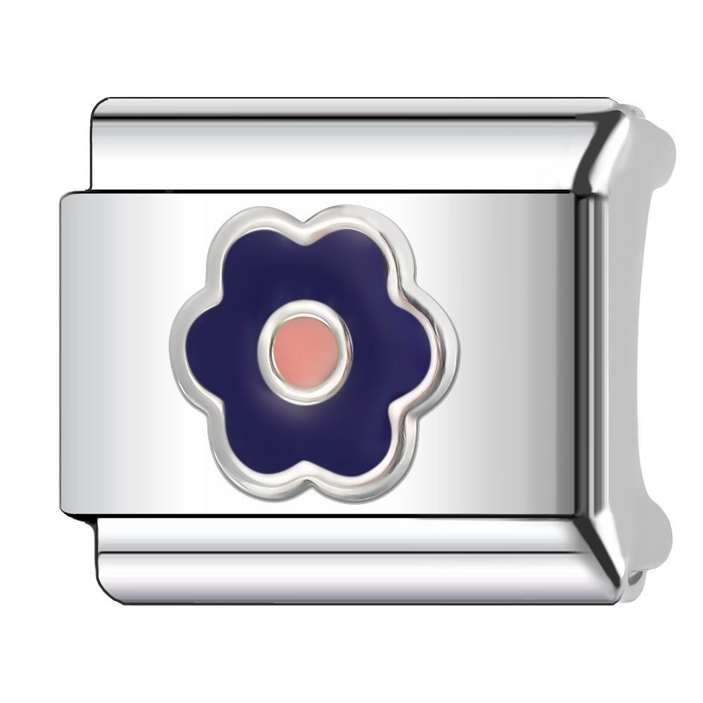 Wholesale Italian Charm Bracelet 9mm DIY Splicing Creative Flower Stainless Steel Composable Bracelet