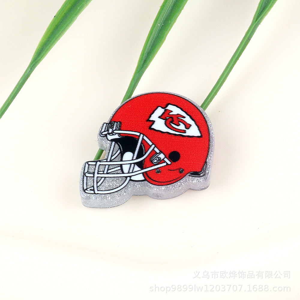 Wholesale 5pcs Acrylic Rugby Straight Hole Cartoon Beads