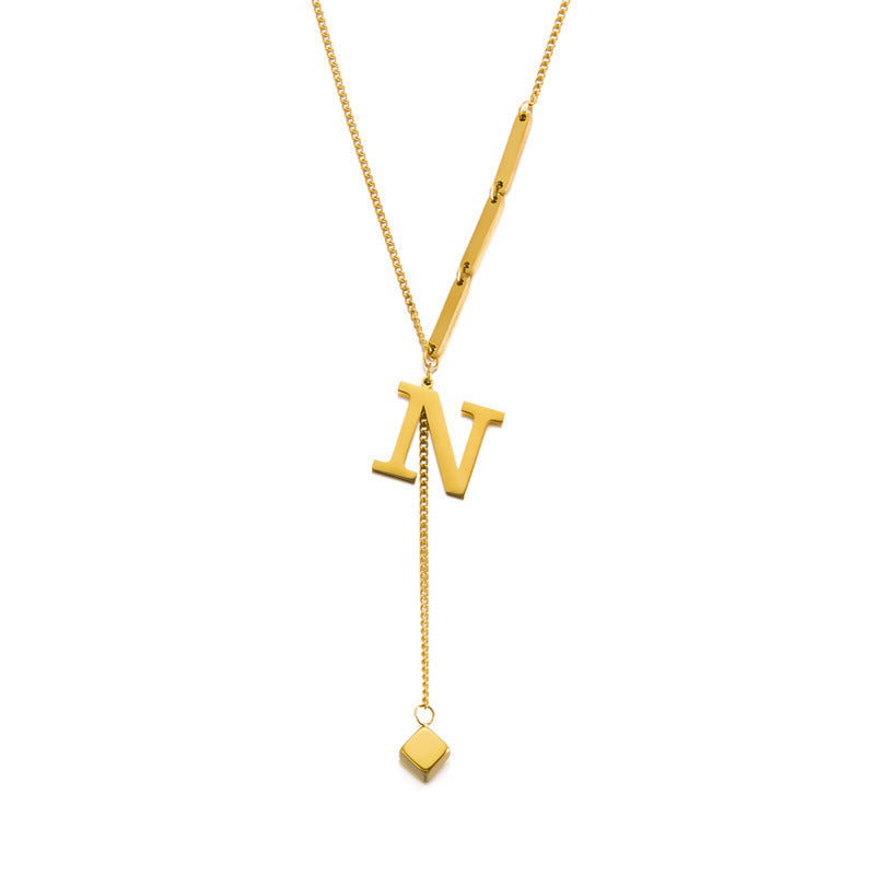 Wholesale square titanium steel letter necklace