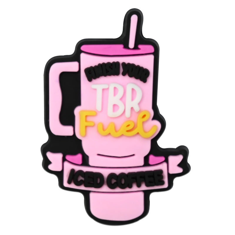 Wholesale Random 100pcs  coffee series   PVC Soft Rubber Shoe Buckle Decoration