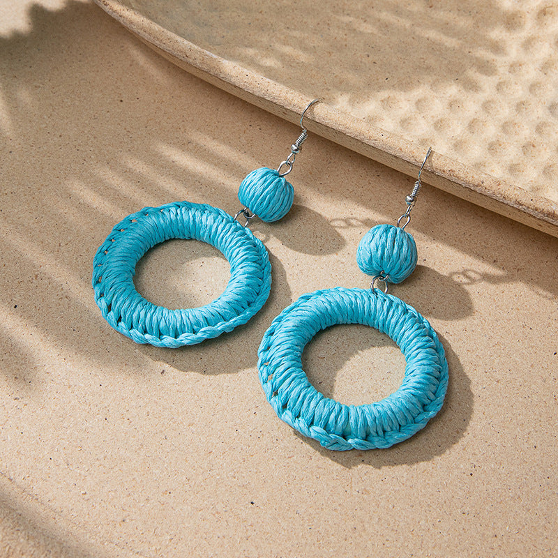Wholesale Rattan Earrings Raffia Braided Earrings ACC-ES-XLH001