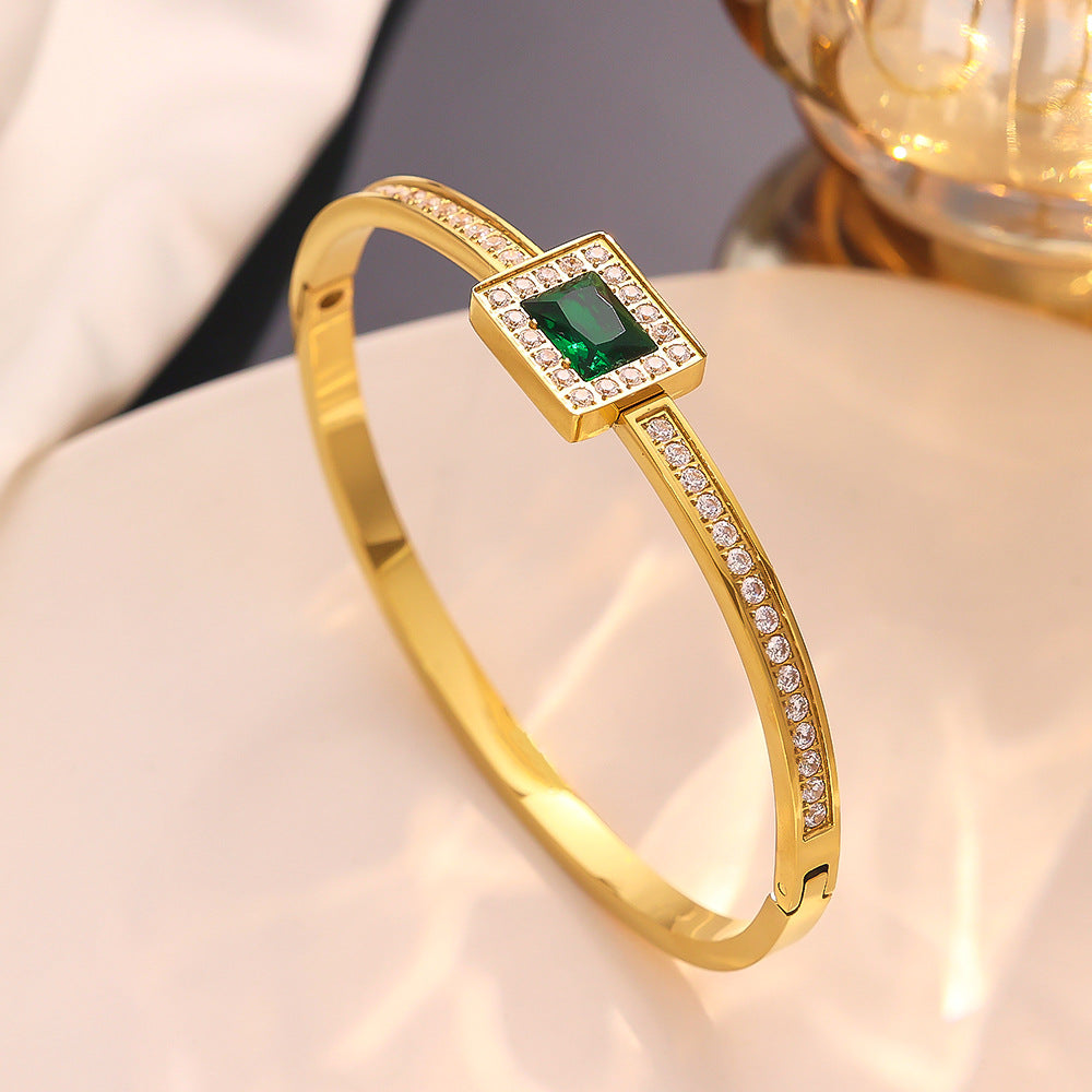 Wholesale Inlaid Colored Zircon Titanium Steel Bracelet ACC-BT-Feif003