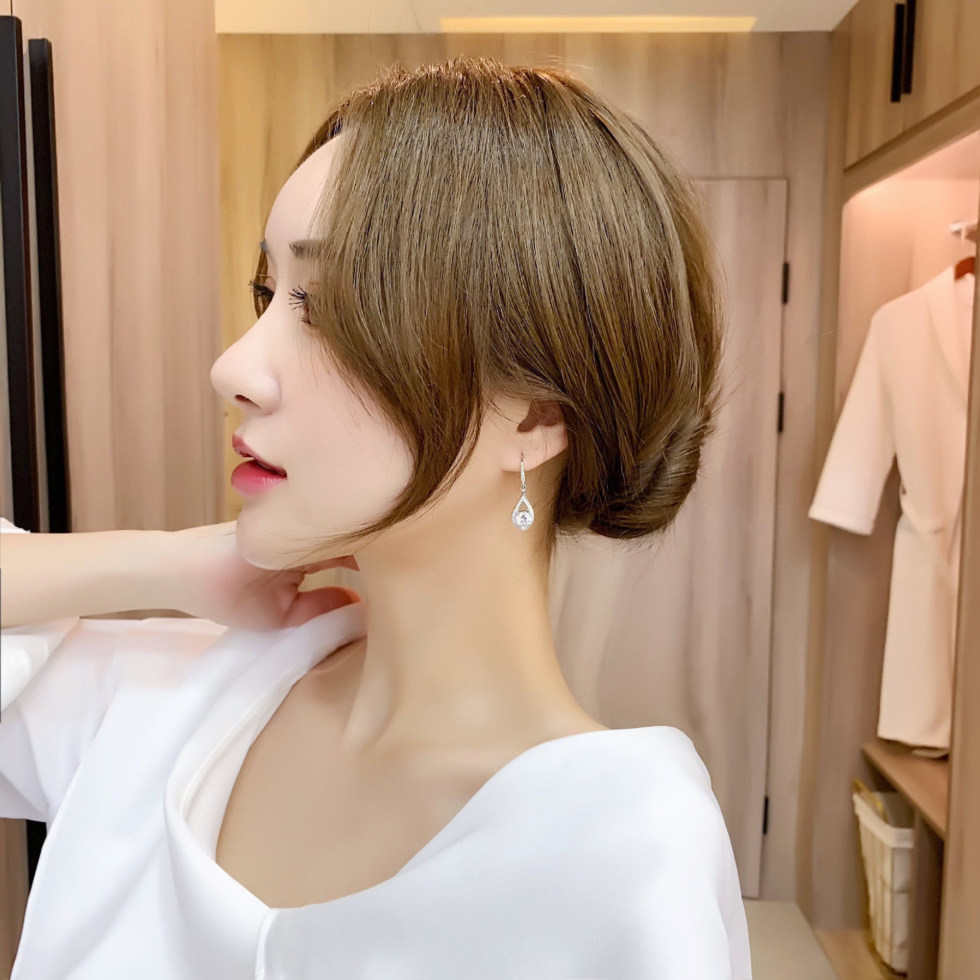 Wholesale Moissanite 18k gold water drop-shaped zircon earrings