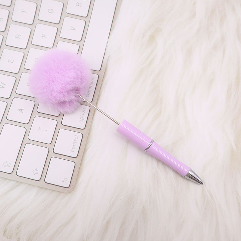 Wholesale Pom Pom Beadable Pen Leopard Print Hair Ball DIY Beaded Ballpoint Pen ACC-PN-CY003
