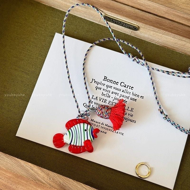 Wholesale Cartoon Ceramic Puppy Beaded Pendant Necklace