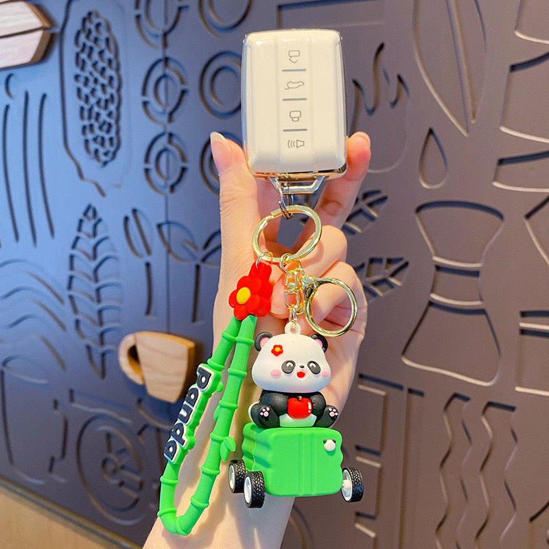 Wholesale Cute Cartoon Luggage Panda PVC Keychains ACC-KC-ErLu022