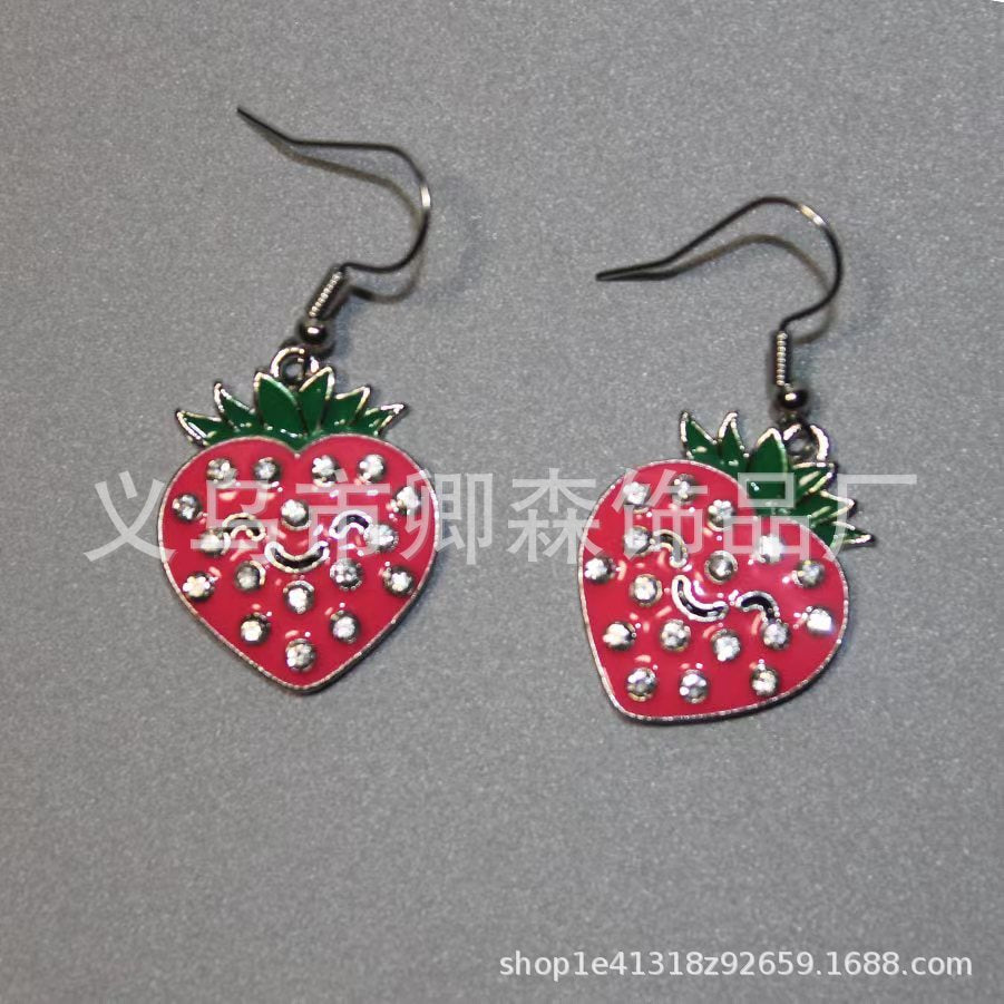 Wholesale red rose design pendant earrings