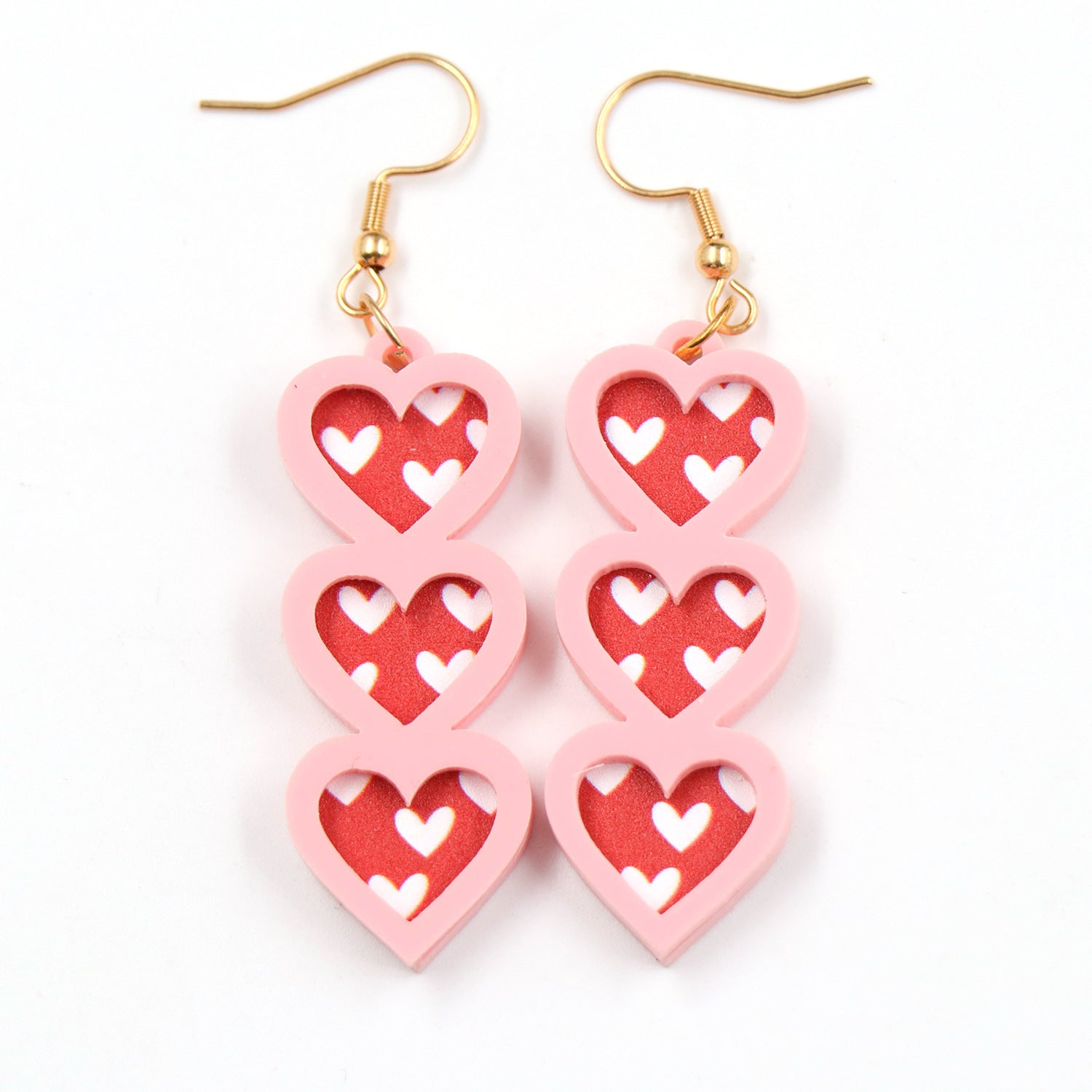 Wholesale 5pcs Valentine's Day Autumn/Winter Pink Love Acrylic Earrings ACC-ES-XiaoYan031
