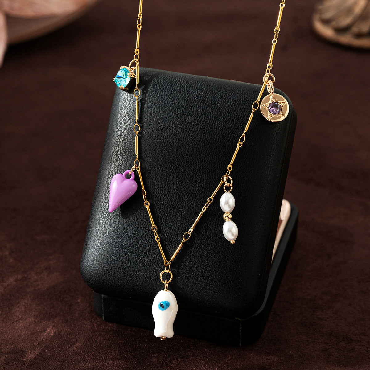 Wholesale Clavicle chain love five-pointed star blue pendant necklace