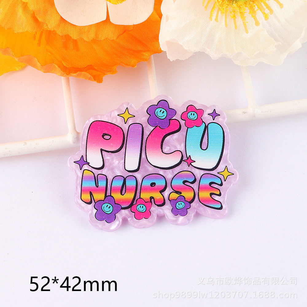 Wholesale 10PCS DIY Acrylic Loose Cute Cartoon Brooch Flatback
