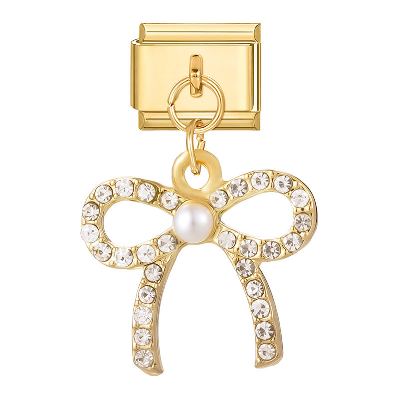 Bracelet de charme italien en gros 9 mm de bricolage d'épissage en or et en diamant blanc bracelet composable en acier inoxydable