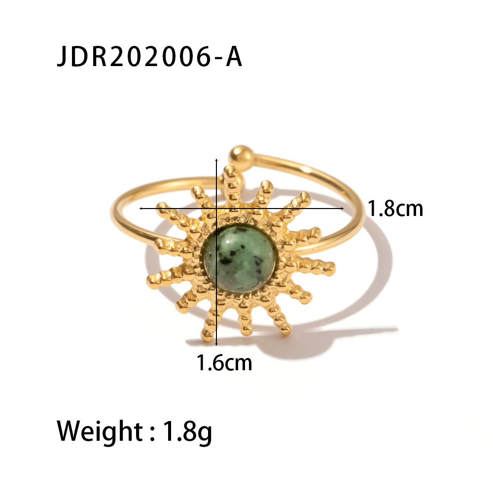 Wholesale Retro Titanium Steel Open Gemstone Ring