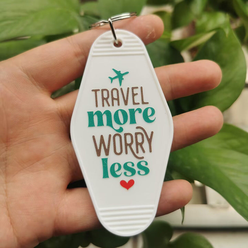 Wholesale Vintage Plastic Travel More Worry Less Keychain ACC-KC-MeiXin019