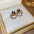 Wholesale Real gold plating silver needle zircon diamond pearl letter earrings