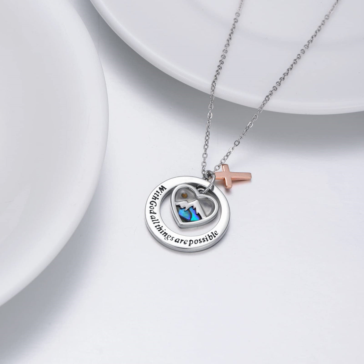 Wholesale Faith Hope Love Cross Mustard Seed Stainless Steel Necklace ACC-NE-MS024