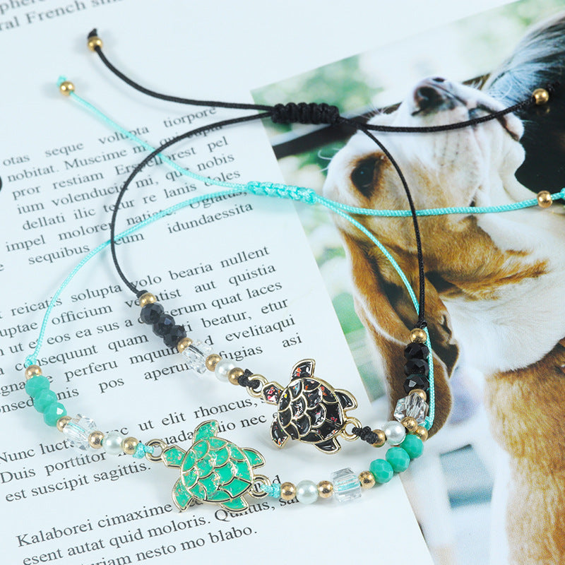 Wholesale Ocean Style Colorful Turtle Bracelet Crystal Beaded Bracelet ACC-BT-YiYe009