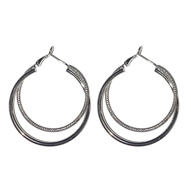 Wholesale  Double Ring Large Hoop Earrings