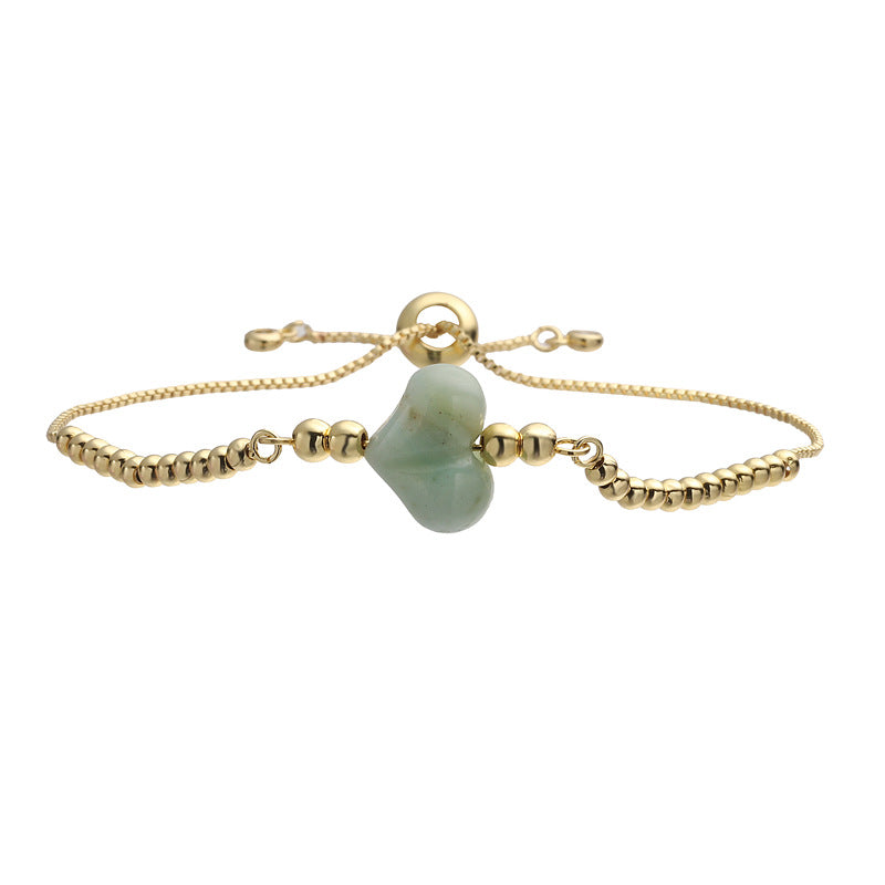 Wholesale Gold Plated Copper Heart Beaded Bracelet Minimalist Unisex Jewelry Accessory For Everyday Wear And Gifting
