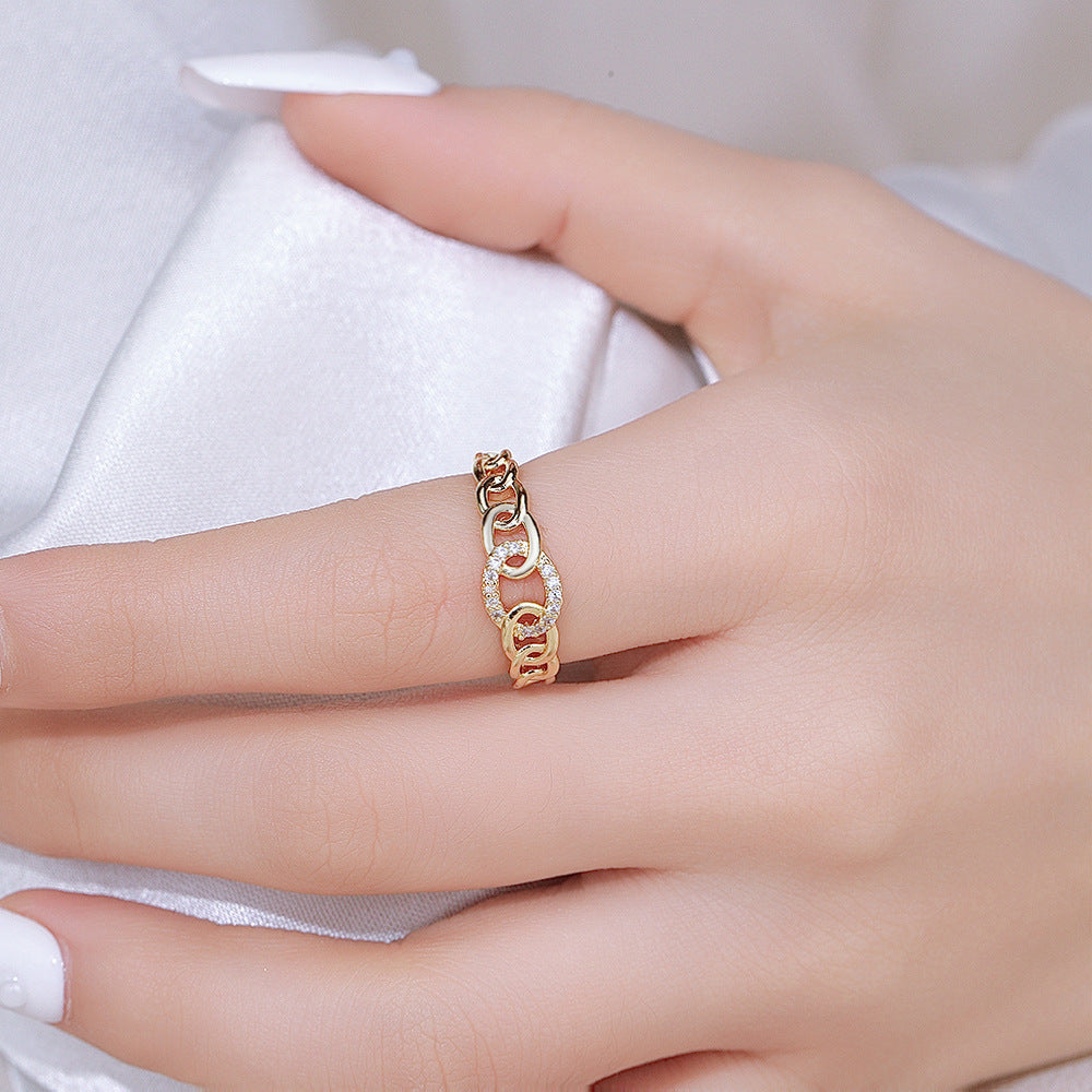 Wholesale Gold Copper Zircon Geometric Open Ring Chic Jewelry Accessory For Women S Gift And Resale