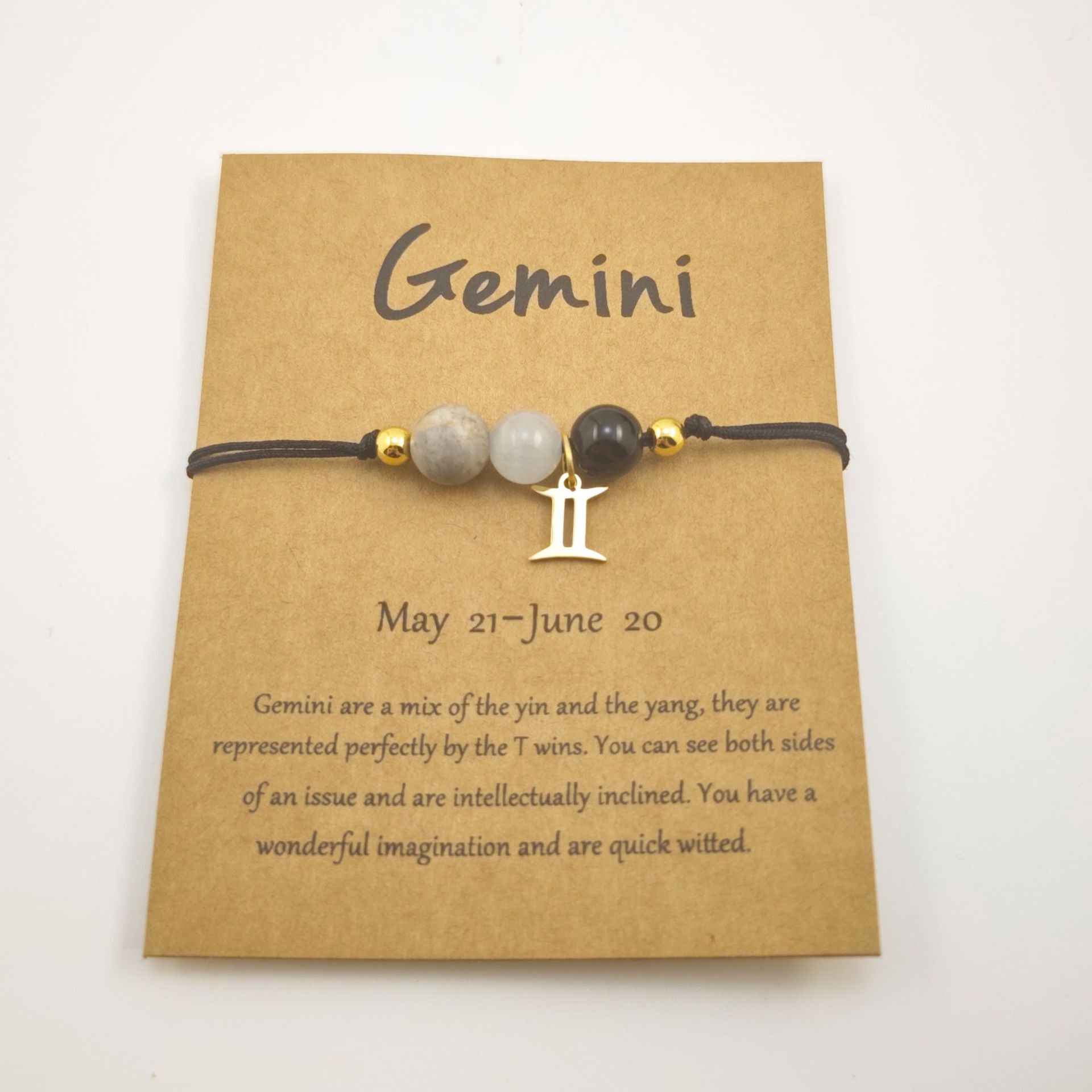 Wholesale Natural Stone Crystal Zodiac Bracelet Handmade Woven Rope Fashion Jewelry Accessory