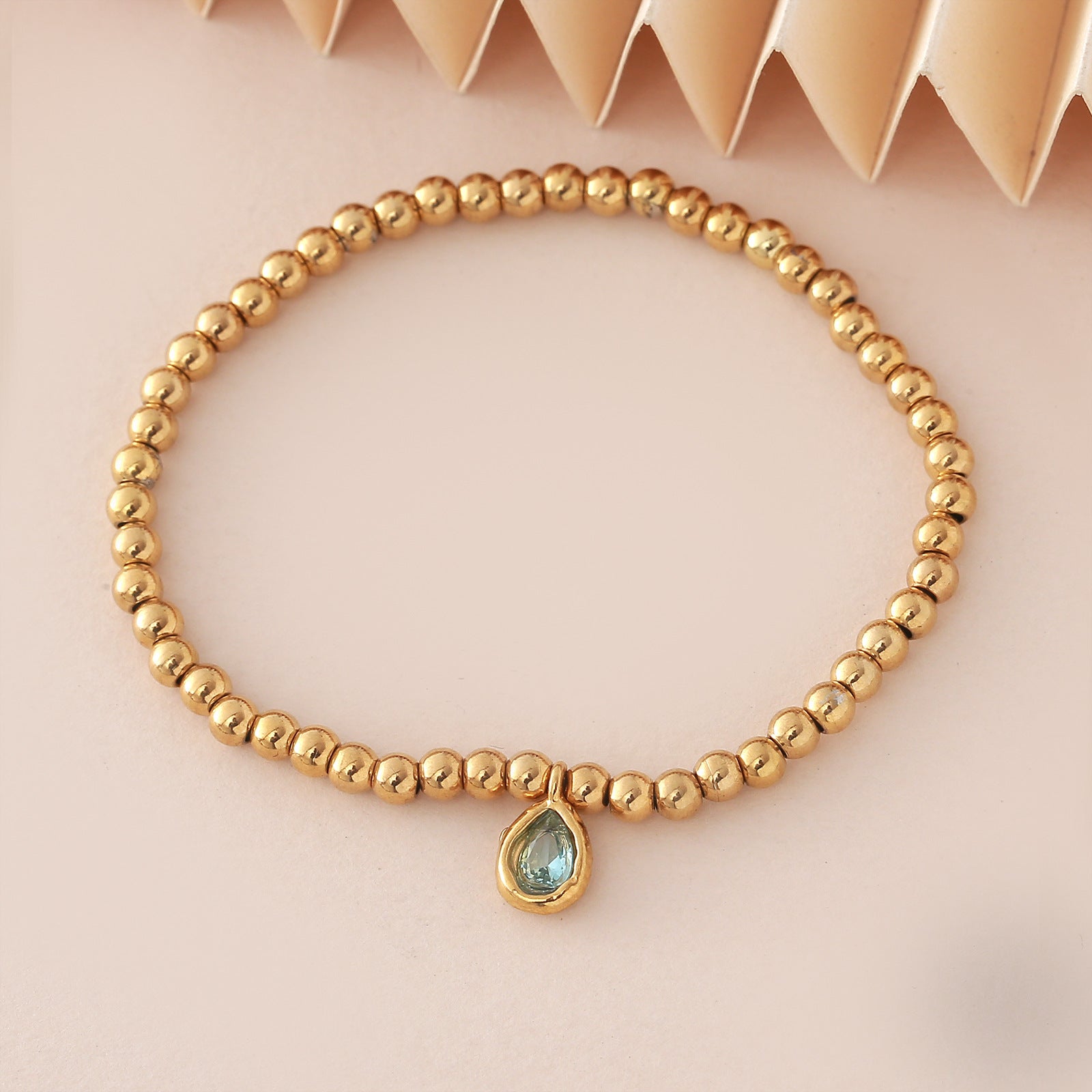 Wholesale Stainless steel birthstone colored zircon round bead chain