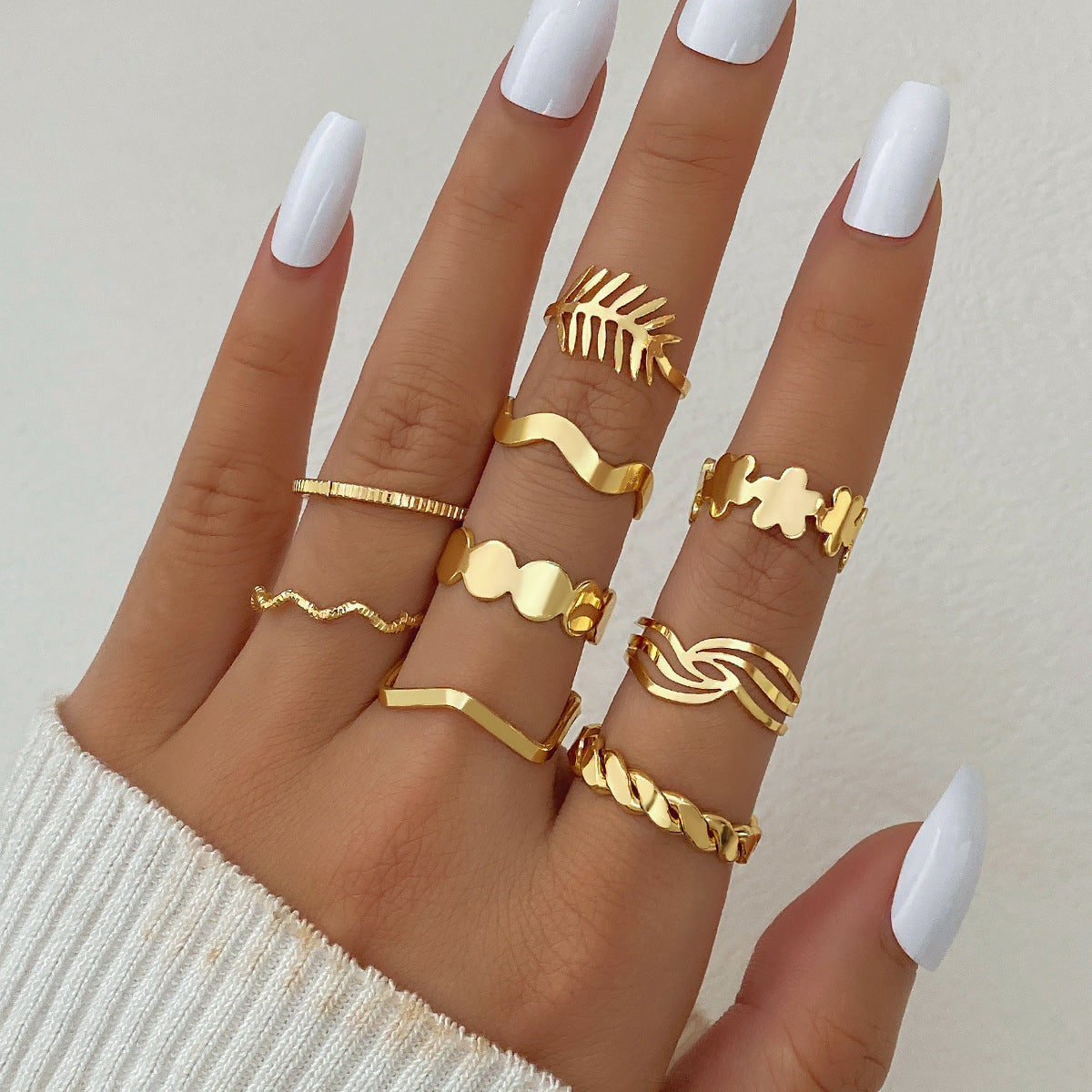 Wholesale 30pcs/set geometric Gothic wind finger ring female personality irregular ring suit