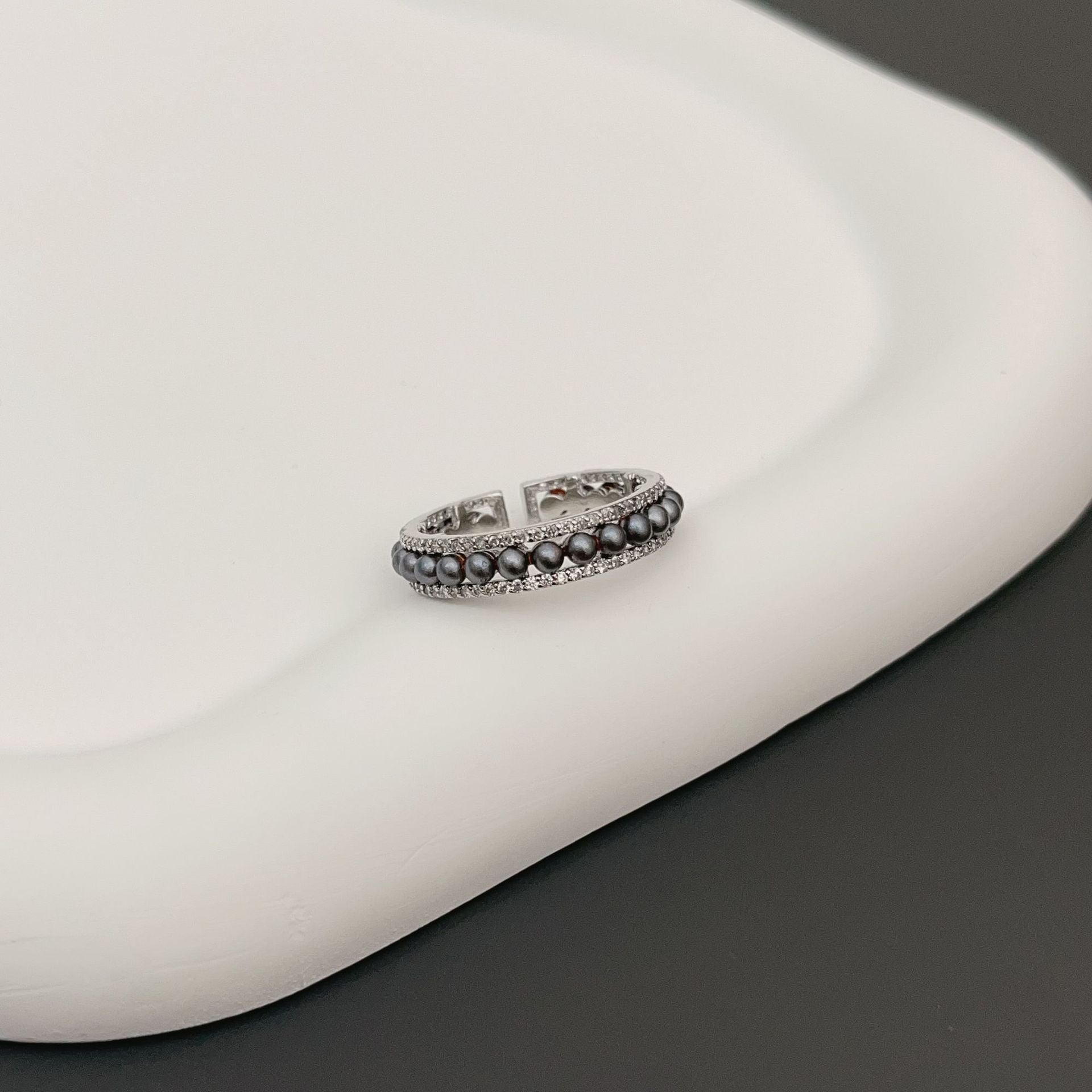 Wholesale  Gray Pearl Ring  Open Ring