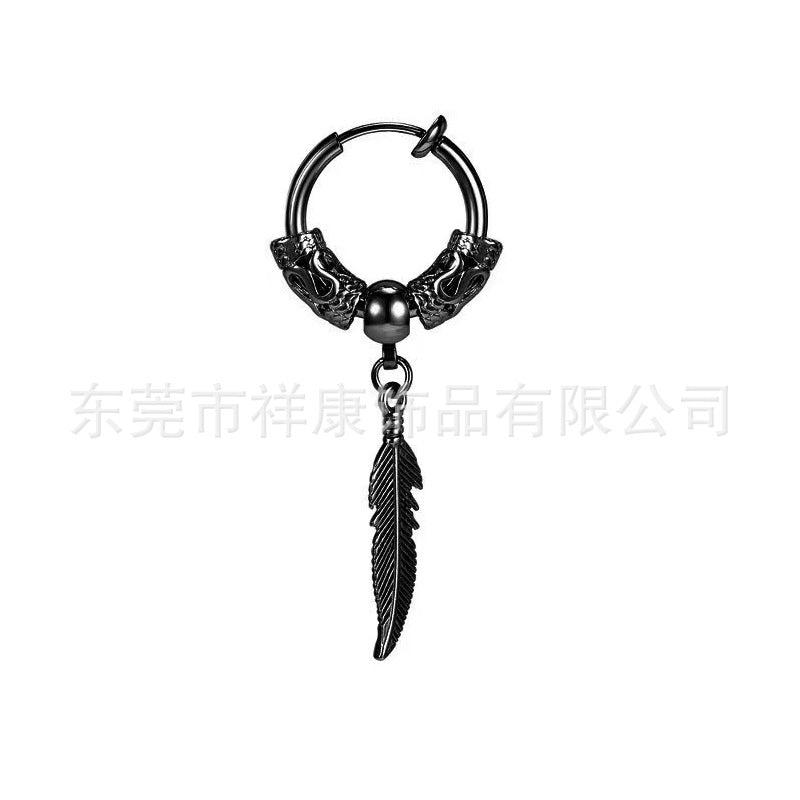 Wholesale Stainless Steel Round Wire Dragon Pattern Earrings