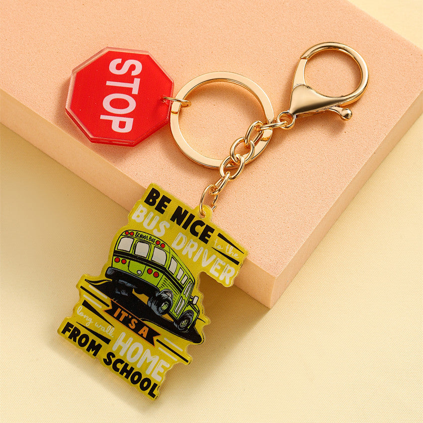 Wholesale Yellow school bus keychain