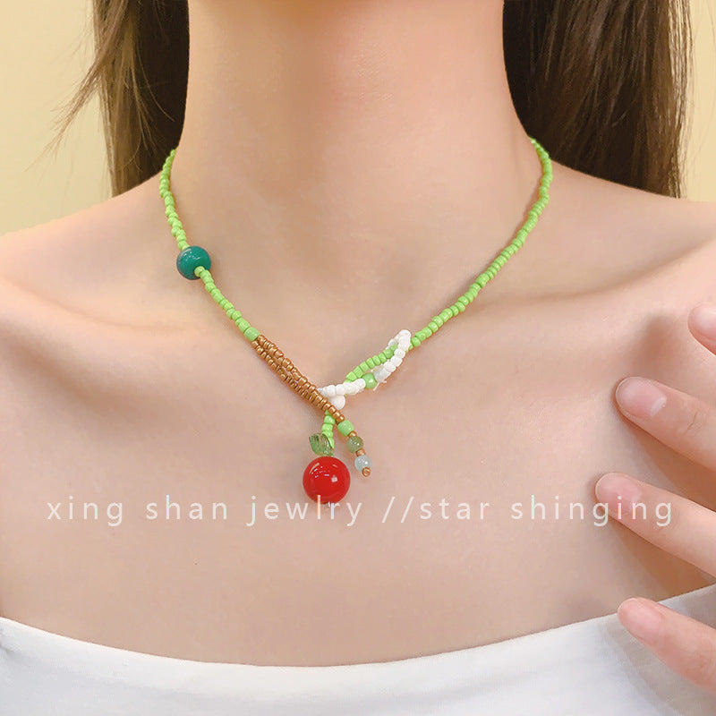 Wholesale  Apple Beaded Necklace  Collarbone Chain