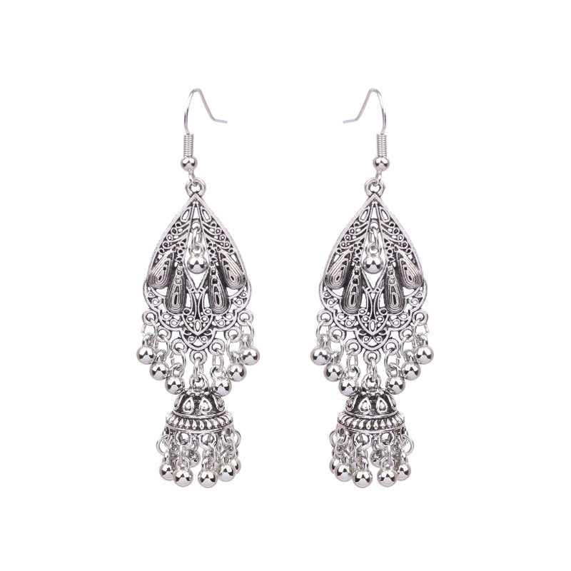 Wholesale Tribal Long Bell Tassel Earrings Alloy Jewelry Accessory for Resale