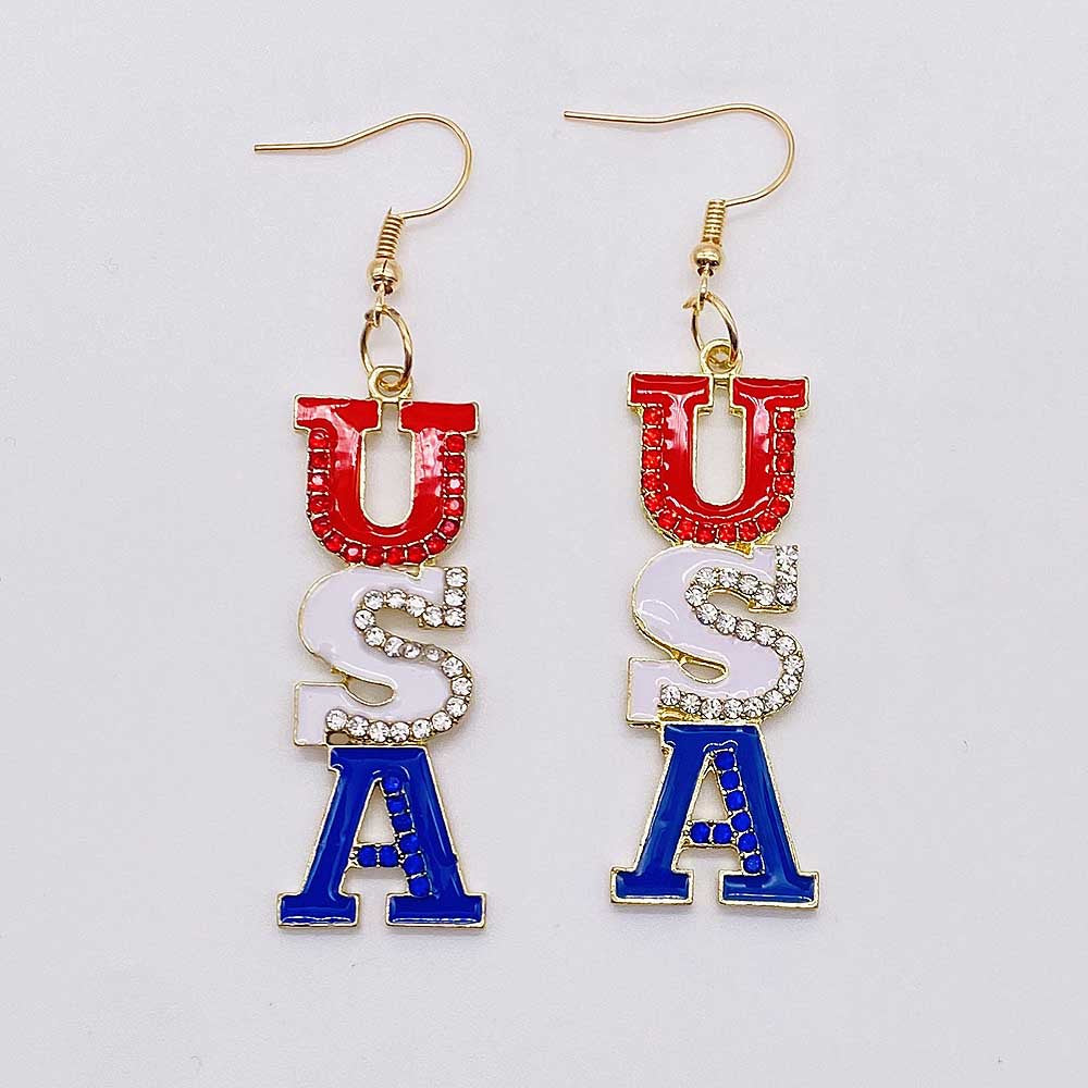 Wholesale American Independence Day Heart Pentagram Cross Earrings ACC-ES-CY011