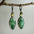 Wholesale retro leaf shape green chalcedony earrings