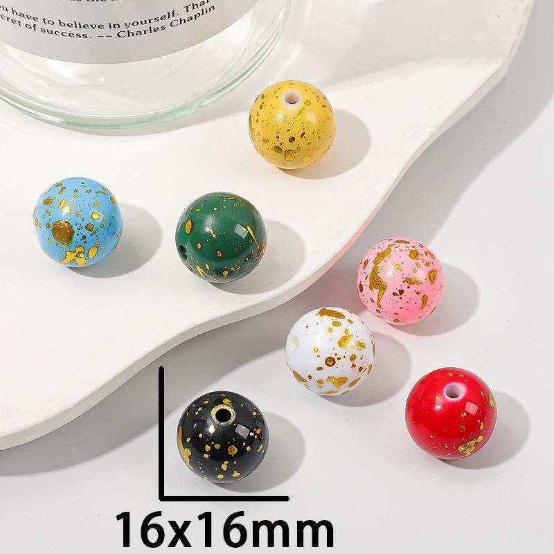 Wholesale of 10pcs Acrylic Painted Colored Round Beads ACC-BDS-JFei017