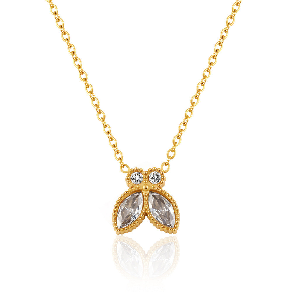 Wholesale Butterfly Cubic Zirconia Earring Set - 18K Gold Plated Stainless Steel,  Women' s Fashion Jewelry Accessory