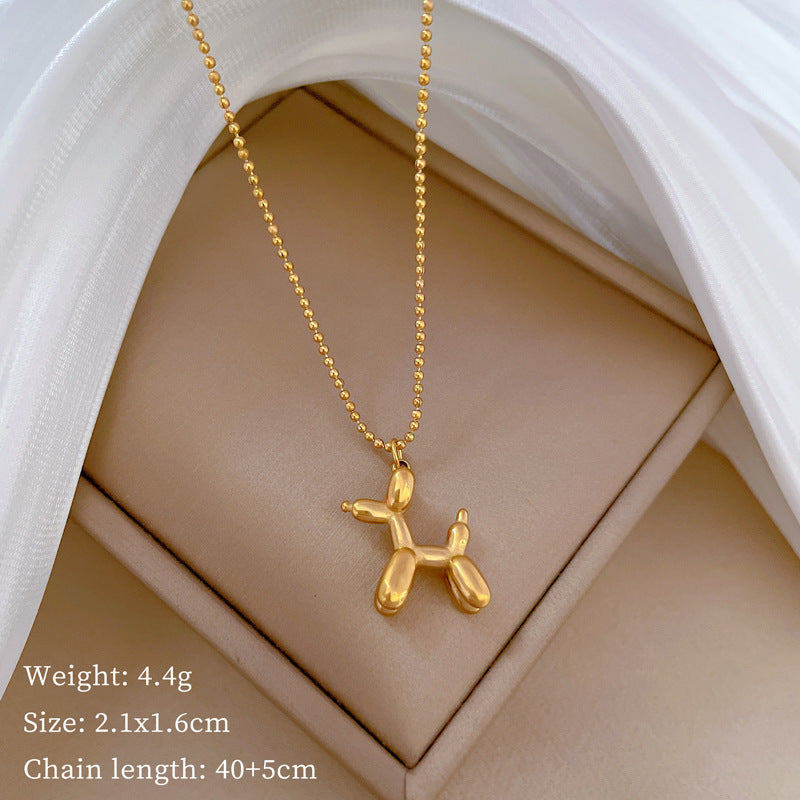 Wholesale Titanium Steel Three-dimensional Puppy Necklace Clavicle Chain Choker Necklace ACC-NE-LiGe007