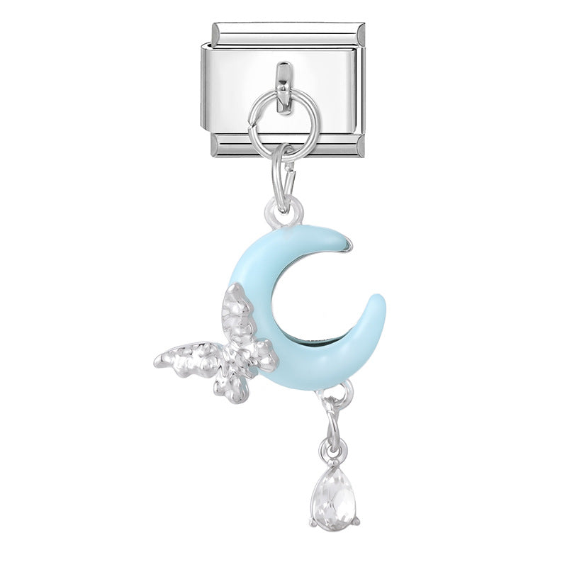 Wholesale Italian Charm Bracelet 9mm DIY Splicing Heart Pendant Stainless Steel Composable Bracelet