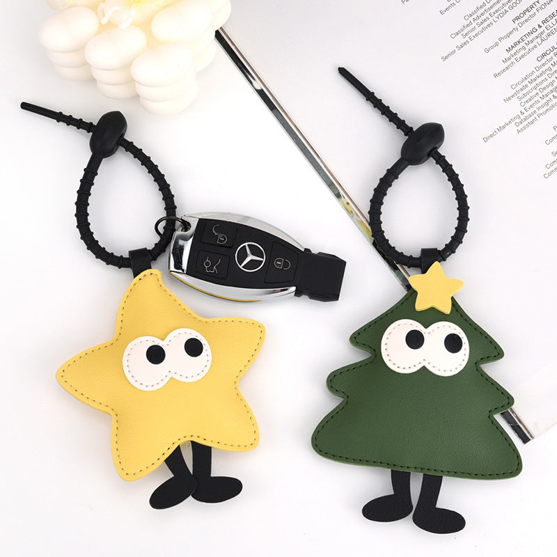 Wholesale Christmas Tree Keychain PU Leather Cartoon Pendant Gift