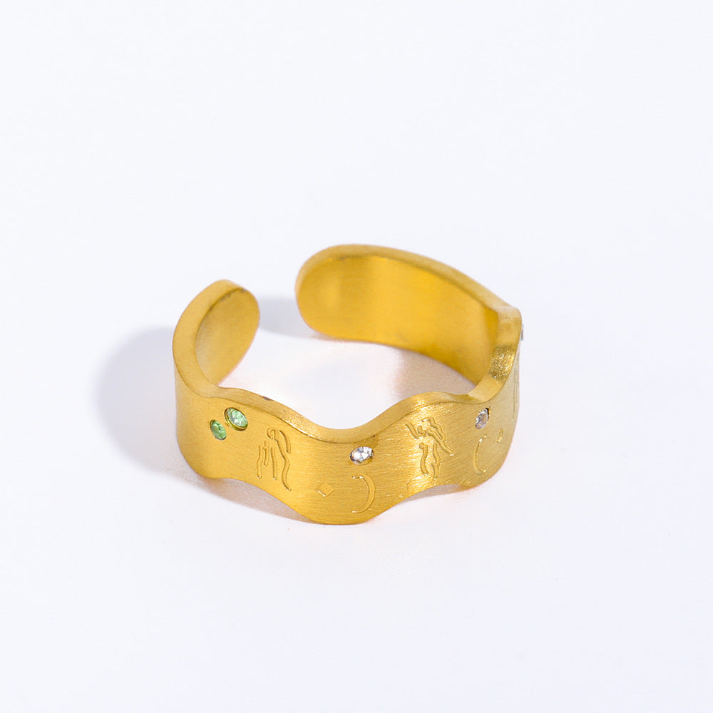 Wholesale Stainless Steel Open 18K Gold Ring ACC-RS-XuanChi001