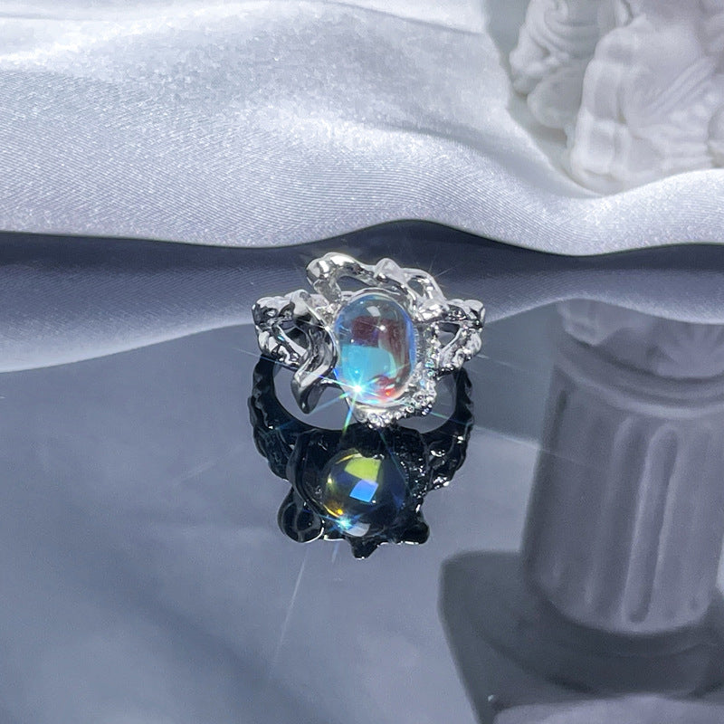Wholesale Personalized texture Moonstone open ring