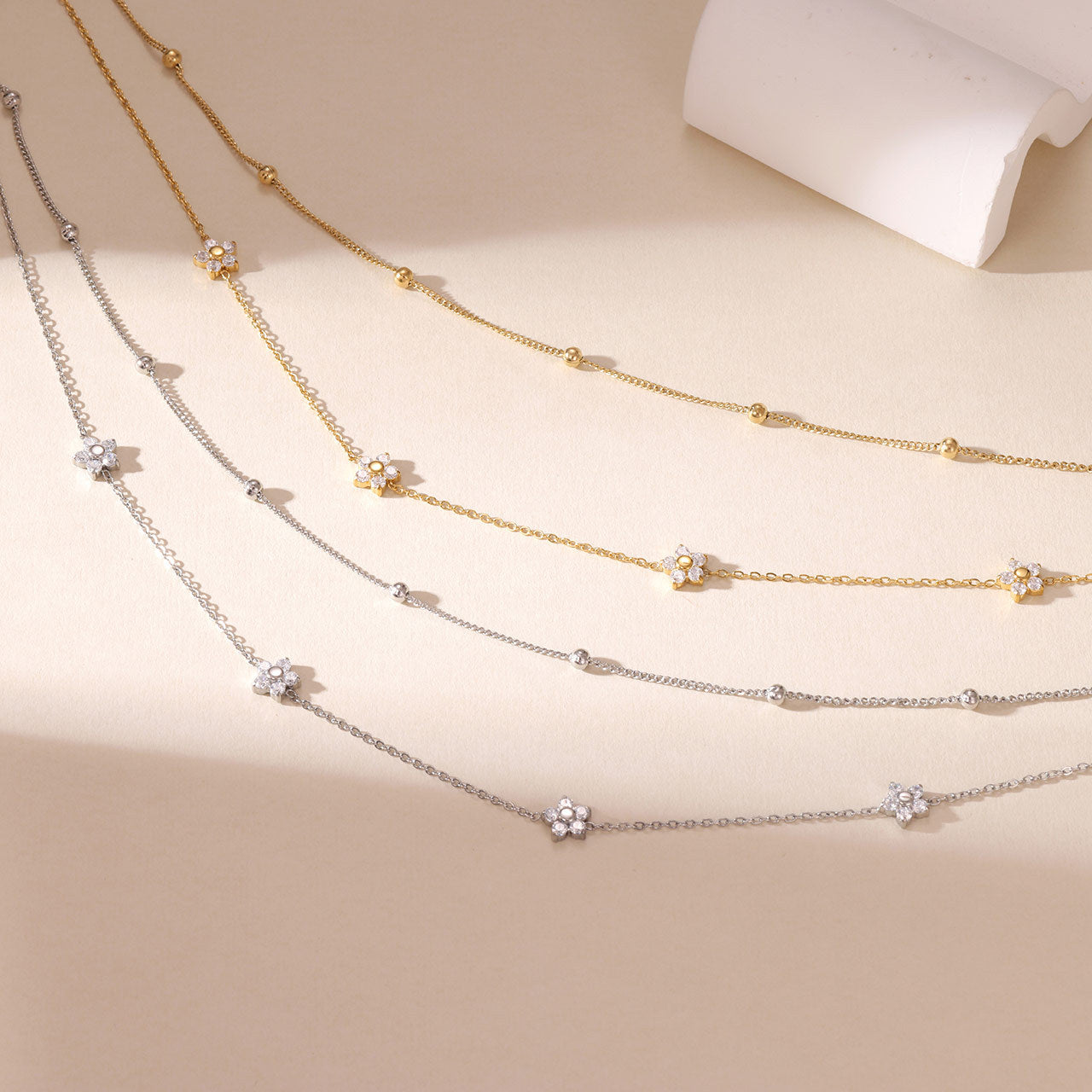 Wholesale Star and Flower Titanium Steel Clavicle Necklace