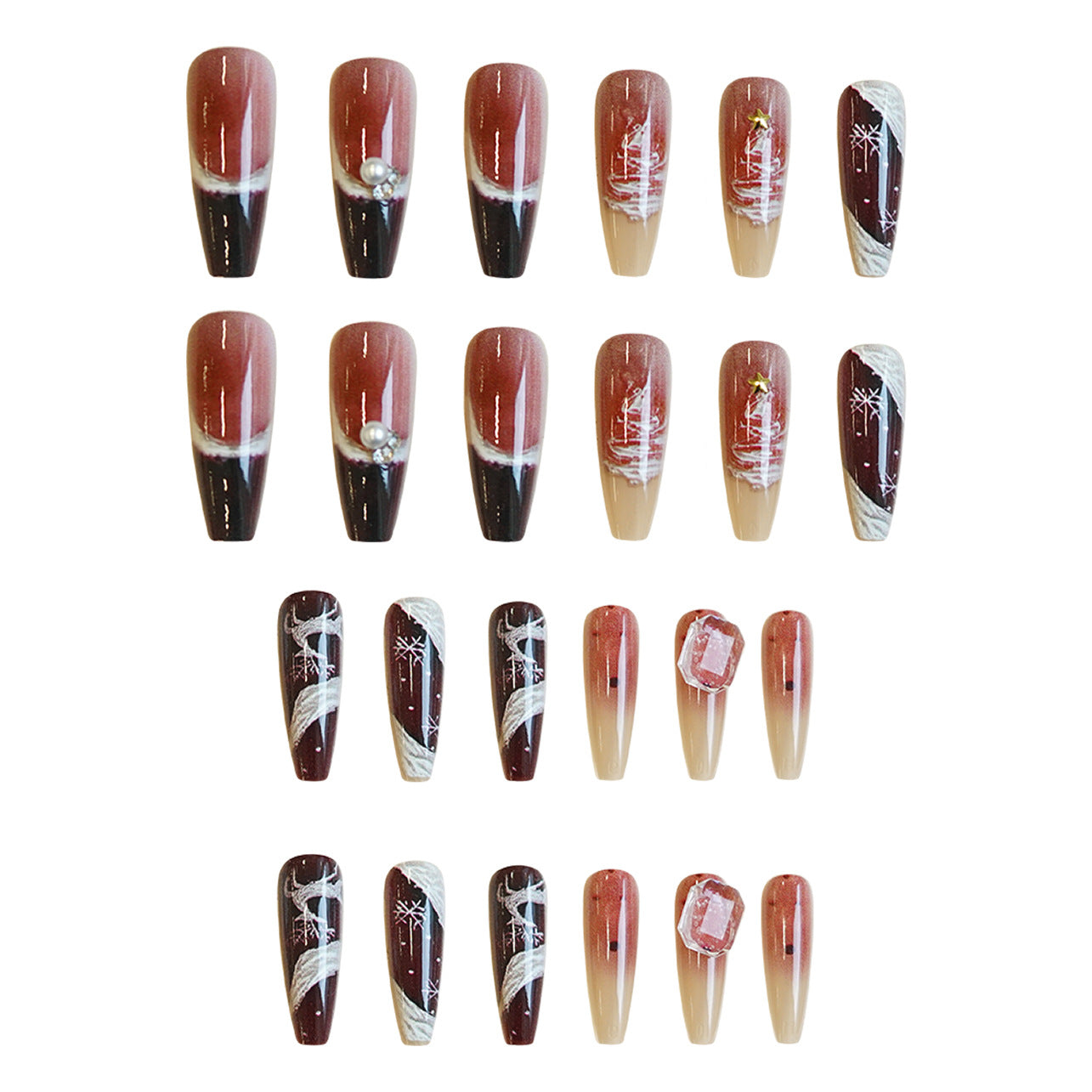 Wholesale 24 Pieces/ box Christmas Red Nails Kits Nail Stickers
