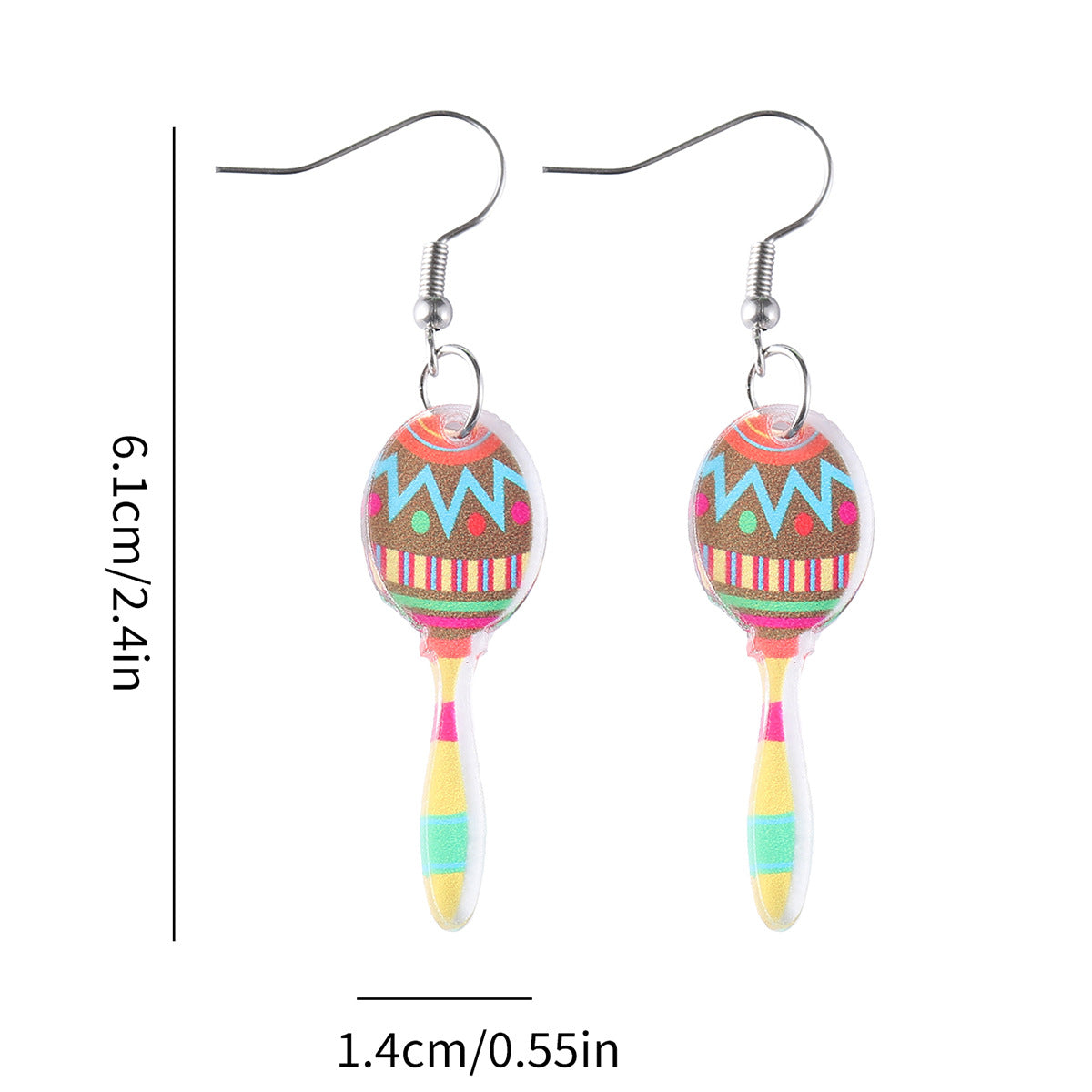 Wholesale Mexican colorful candy stick maracas musical instrument earrings