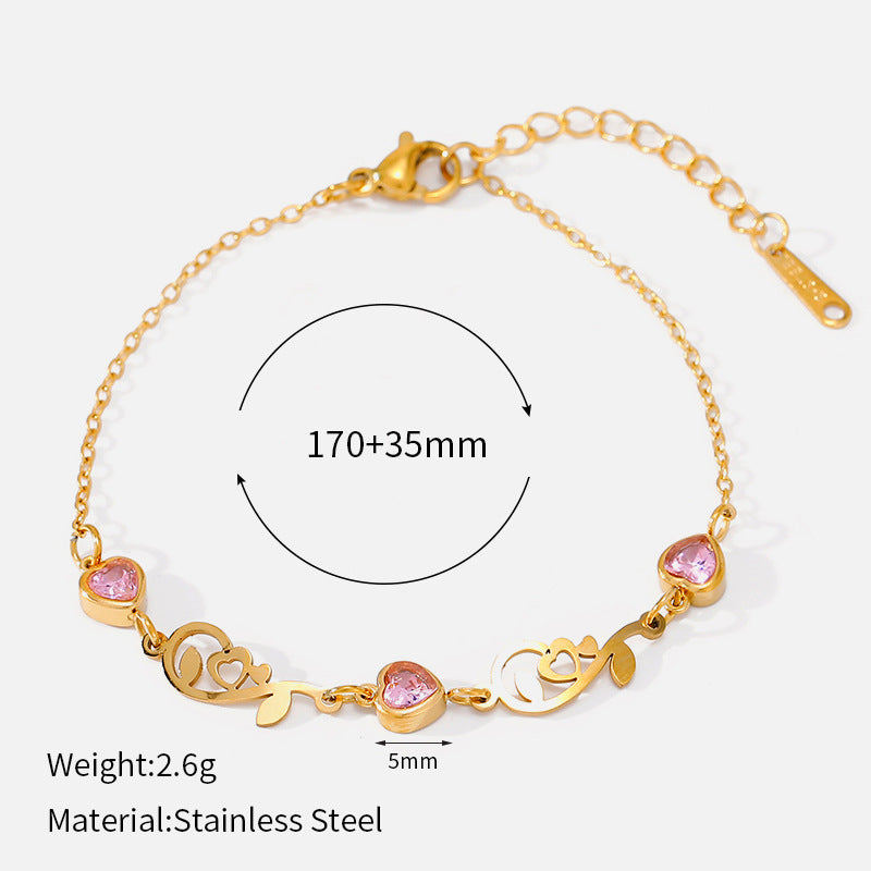 Wholesale Trendy Women S Adjustable Stainless Steel Bracelet With Colorful Zircon 18K Gold Tone Flower Design Anniversary Jewelry Gift
