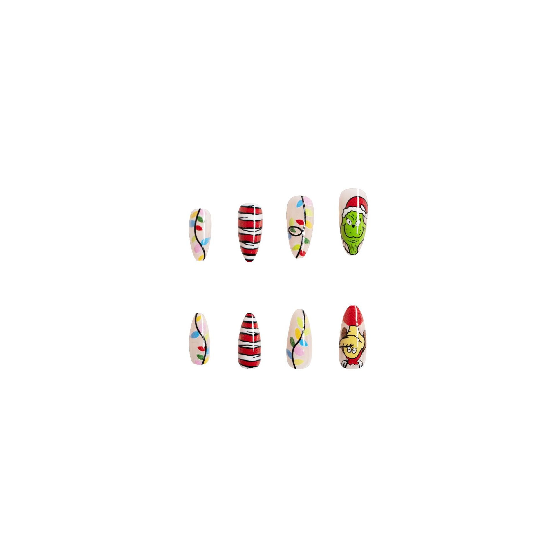 Wholesale 24 Pieces/box Christmas Red and Green Contrast Cartoon Manicure Press-on Nails Kits Nail Stickers ACC-NS-GuaiXL029